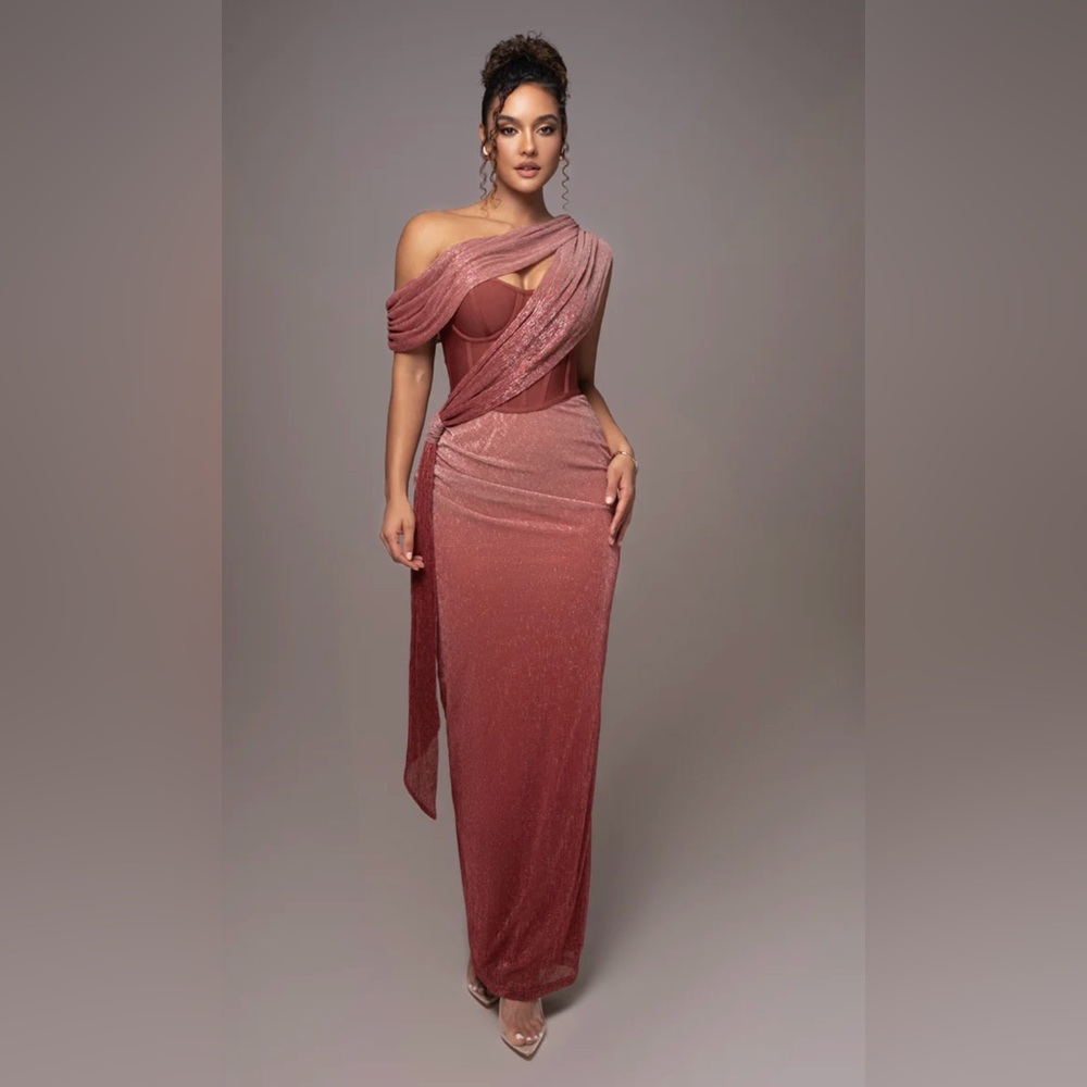 JLUX Red Celestina Draped Maxi Dress *brand new*